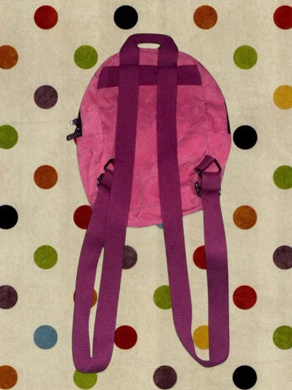Pink Mini Corduroy Backpack with Cute Halloween Patches